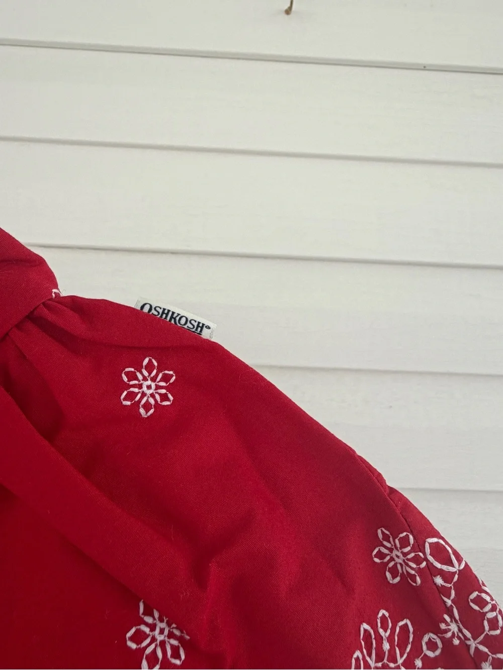 Vintage OshKosh B'gosh Cotton Dress & Bloomers Set NWT Red Embroidered Details